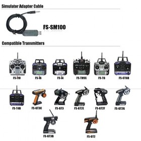 YUNIQUE FRANCE Flysky I6 I4 Fs-Th9X T6 Fs-T4B Gt3 Fs-Gt2 Télécommande Simulateur davion de Vol Rc Adaptateur Câble USB