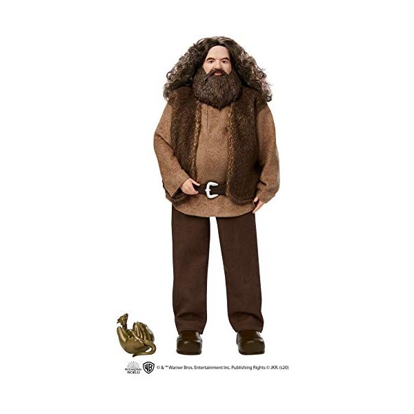 Harry Potter poupée articulée Rubeus Hagrid avec chemise, gilet, ceinture et accessoire dragon, à collectionner, jouet pour e