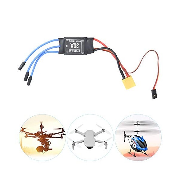 ESC sans balais, Régulateur de Vitesse électronique 30A Brushless ESC XT60 Connecteur Contrôleur de Vitesse Eletronic pour Dr