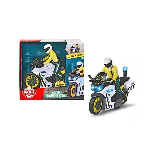 Dickie Toys - Moto Yamaha Garde Civil Jouet, Comprend Figure Articulée Amovible, Friction, Lumière et Son, Convient pour Les 