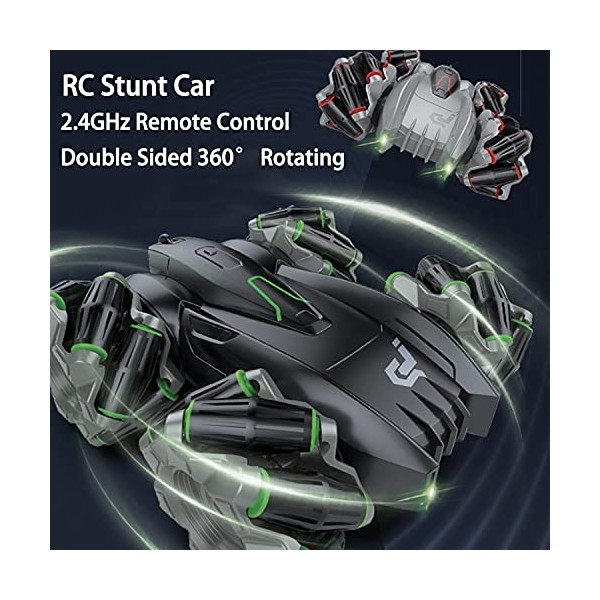 BMSARE Voiture Telecommandé pour Enfants, 2.4GHz RC Voiture, Voiture Rotation Double Face 360° avec Batterie Rechargeable, 4W