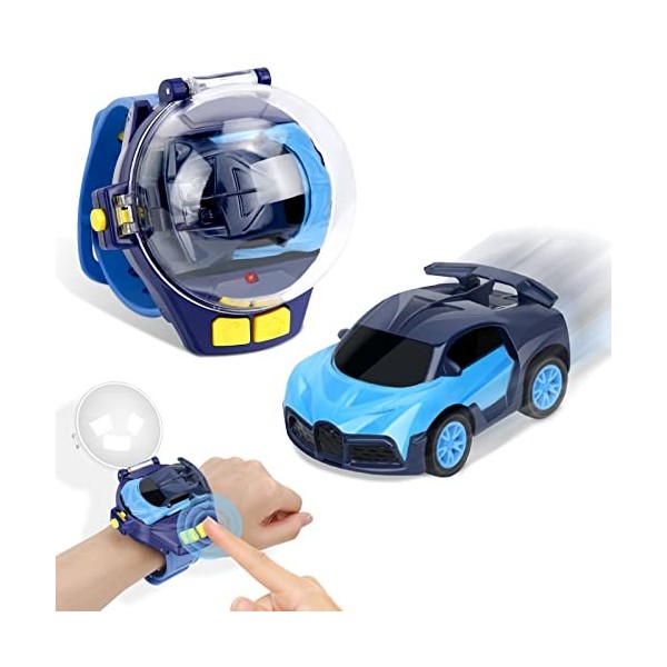 Zoomarlous Montre de voiture télécommandée - 2,4 GHz - Montre de voiture de course télécommandée - Mini montre de voiture tél