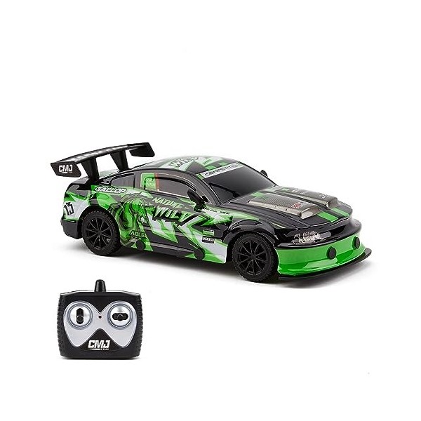 CMJ RC CARS Road Rebel Green Machine Voiture de course télécommandée à grande vitesse à léchelle 1:24, un plaisir passionnan