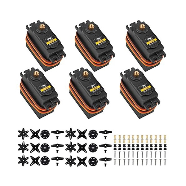 diymore 2 pièces Servomoteur numérique à Engrenages en métal Version améliorée Servo de Couple à Grande Vitesse en cuivre Com