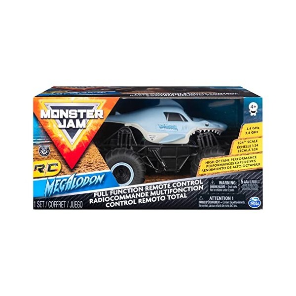 Monster Jam - 6044952 - Jouet enfant - RC Megalodon - Véhicule échelle 1:24 - Voiture radiocommandée