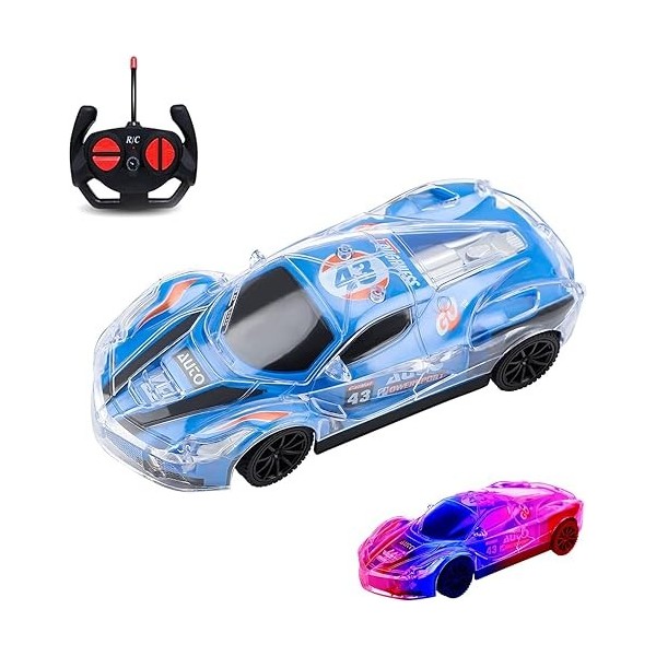 Jouet de voiture télécommandé pour enfant Avec télécommande 2,4 GHz Simulation voiture de course avec clignotants LED colorés