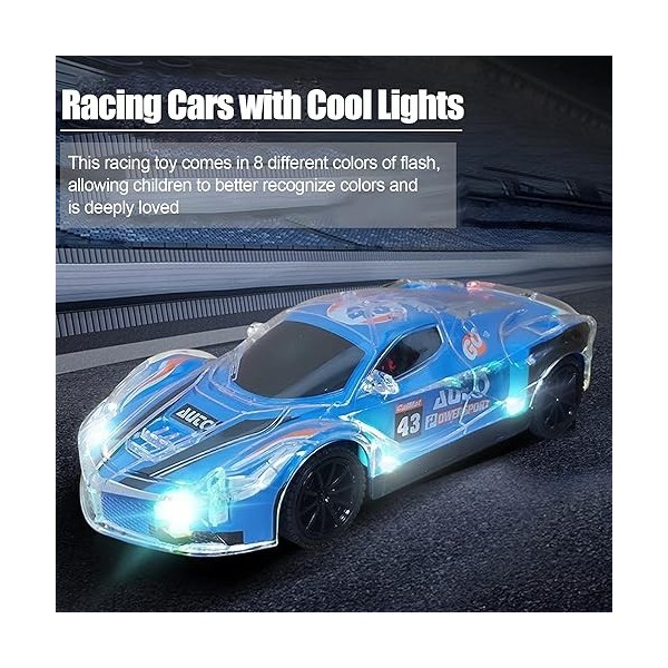 Jouet de voiture télécommandé pour enfant Avec télécommande 2,4 GHz Simulation voiture de course avec clignotants LED colorés