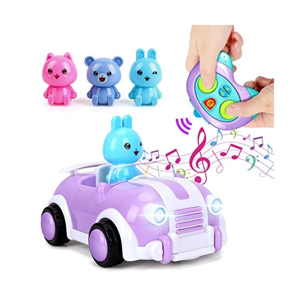 kramow Voiture Jouet RC Voiture Télécommandée avec lumière et Musique Cadeaux danniversaire pour Enfants Garçons Filles