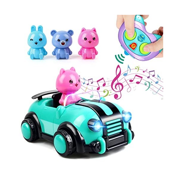 kramow Voiture Jouet RC Voiture Télécommandée avec lumière et Musique Cadeaux danniversaire pour Enfants Garçons Filles