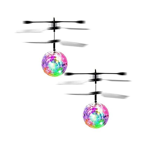 XUBX 2 pièces RC Flying Ball Kids Toys, Hélicoptère davion RC à LED avec capteur de Main, Mini hélicoptère Infrarouge Jouets