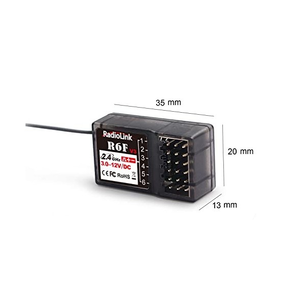 Radiolink R6F 6 Canaux RC Récepteur Contrôle Longue Distance pour Voiture/Bateau Surface Télécommande RC6GS V2/RC4GS V2/RC4GS