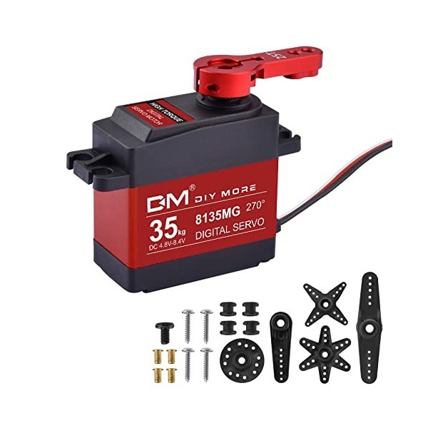 diymore 20KG Servomoteur Numérique Couple Élevé Full Metal Gear Servo Étanche pour Voiture RC Hélicoptère Avion DIY, Angle de