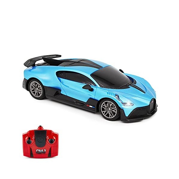 CMJ RC Cars Bugatti Divo Blue Voiture télécommandée 1:24 sous Licence Officielle Échelle 1:24 Feux de Travail 2,4 GHz