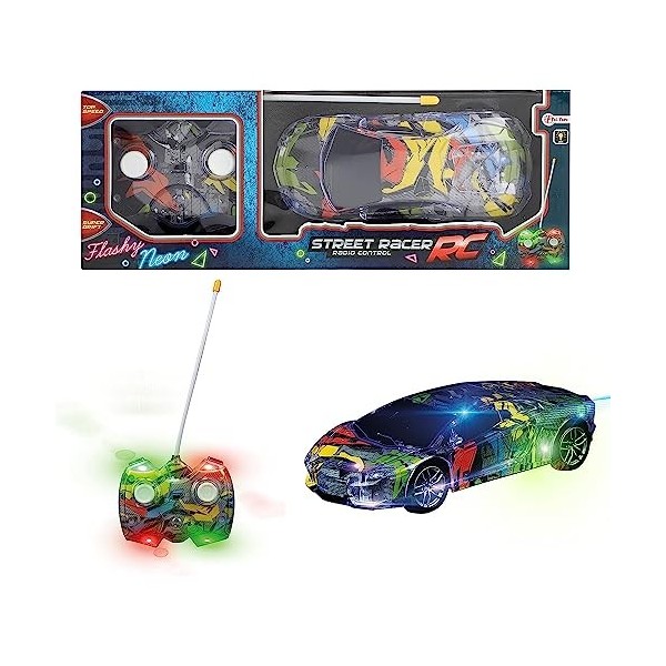Toi-Toys Voiture Télécommandée Enfant - Racing Car Graffiti - RC Car avec Télécommande et Éclairage Bus Jouet Cadeaux pour En