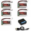 RoaringTop 1S 400mah 3.7V 25C Lipo Batterie avec Molex Plus avec Chargeur 5 en 1 pour Quadcopter Hélicoptère Drone Quadcopter