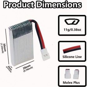 RoaringTop 1S 400mah 3.7V 25C Lipo Batterie avec Molex Plus avec Chargeur 5 en 1 pour Quadcopter Hélicoptère Drone Quadcopter