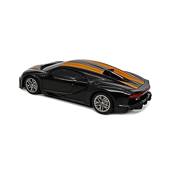 CMJ RC Cars Bugatti Chiron Voiture télécommandée sous Licence Officielle Échelle 1:24 Phares de Travail 2.4Ghz Noir/Orange 