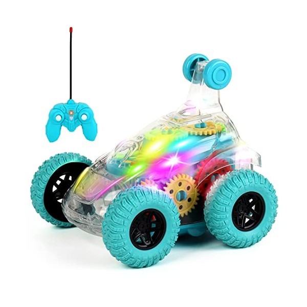 deAO Voiture télécommandée,Voiture de Cascade RC Rotation à 360°avec LED, Voiture télécommandée,Cadeau Enfant,Filles et garço