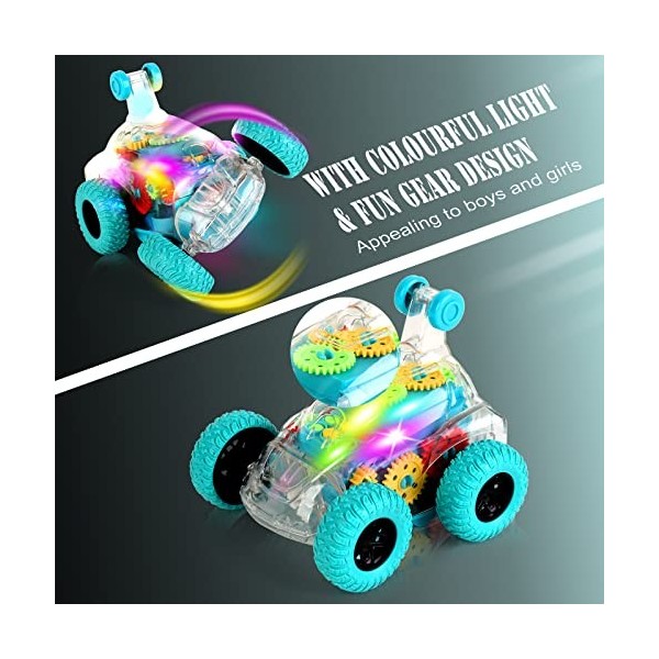 deAO Voiture télécommandée,Voiture de Cascade RC Rotation à 360°avec LED, Voiture télécommandée,Cadeau Enfant,Filles et garço