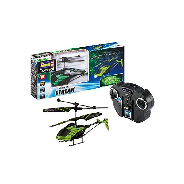 Revell Control - Hélicoptère télécommandé Glow in The Dark Helicopter Streak, couleur noire, 23829