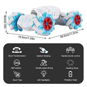 AVCXEC Voiture Télécommandée pour Enfant, 4WD 360°RC Stunt Car, Voiture Télécommande Tout-Terrain avec Vaporisateurs et Lumiè