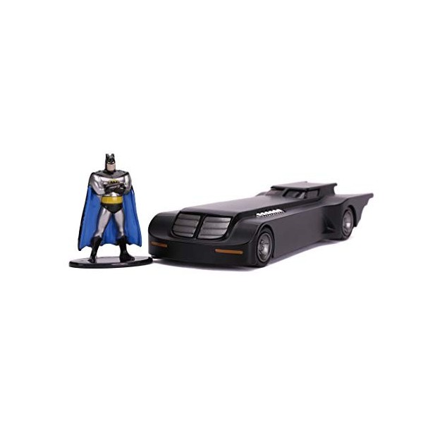 Jada Toys Animated Series Batmobile, Die-cast, avec Figurine Batman, échelle 1/32, Noir, 253213004, Taille Unique