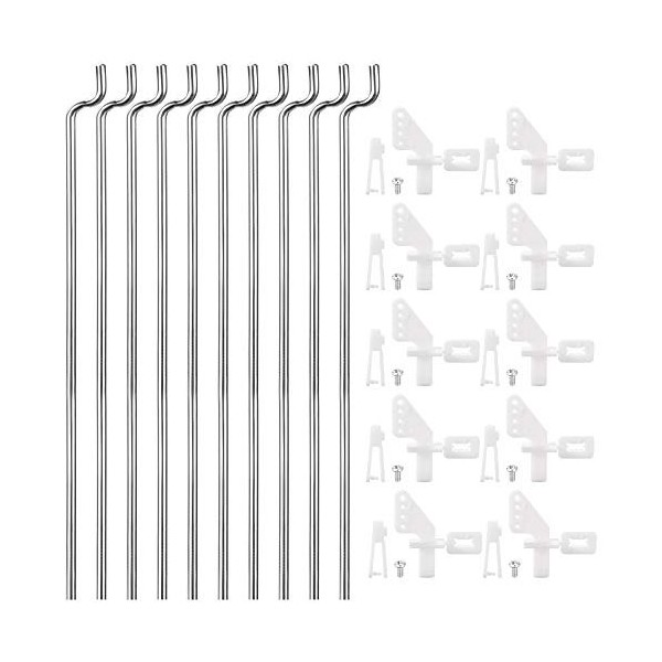 sourcing map 10Pcs 1.2mmx260cm PoussoirPièces + 10Pcs Nylon Micro Contrôle Klaxons 4 Trous pour RC Avion Avion BricolagePièce