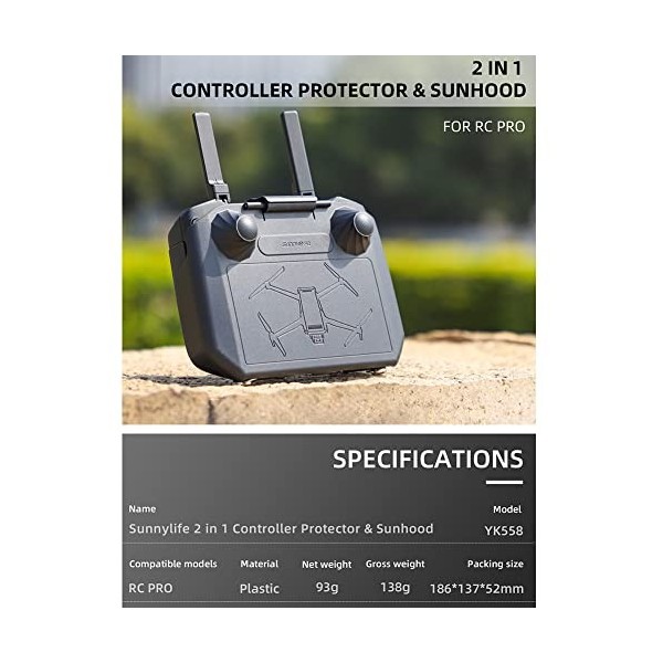 Xingsiyue Protecteur de Manette et Pare-Soleil pour Mini 3 Pro RC Télécommande, 2 en 1 Multifonctions Bâtons de Contrôle Écra