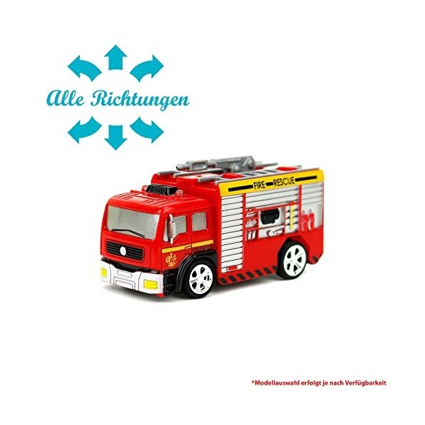 Mini camion de pompier télécommandé RC à léchelle 1:58 avec effets déclairage, batterie intégrée, câble de charge et téléco