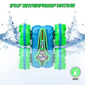 ThinkMax Voiture télécommandée amphibie, rotative à 360°, étanche, pour Enfants, 4 Roues motrices, Tout-Terrain, Jouet