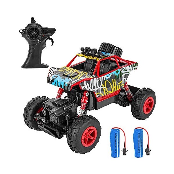 ThinkMax Voiture télécommandée Rock Crawler 2,4 GHz 1:20 Rc Auto 4WD Off Road RC Monstertruck avec 2 piles rechargeables