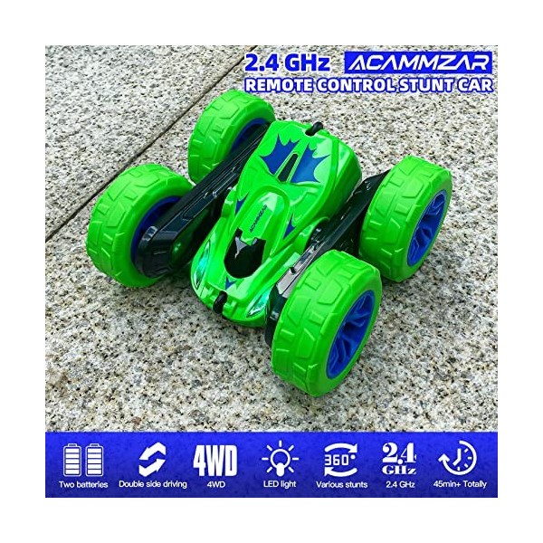 ACAMMZAR RC Voiture Télécommandée, Voiture Telecommandé Tout Terrain pour Enfants, 2.4GHz 4WD 360° Rotation Stunt Car, Offroa