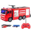Zerodis Jouet de Camion de Pompiers télécommandé, Jouet de Camion de Pompiers 4WD Fil avec Lumières LED pour Enfants Camion 