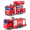 Zerodis Jouet de Camion de Pompiers télécommandé, Jouet de Camion de Pompiers 4WD Fil avec Lumières LED pour Enfants Camion 