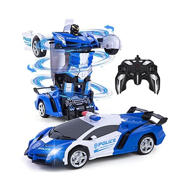 Vubkkty Transformateurs Jouet, Voiture télécommandée, 2,4 GHz, échelle 1:18, Cadeaux danniversaire et de Noël, Cyan