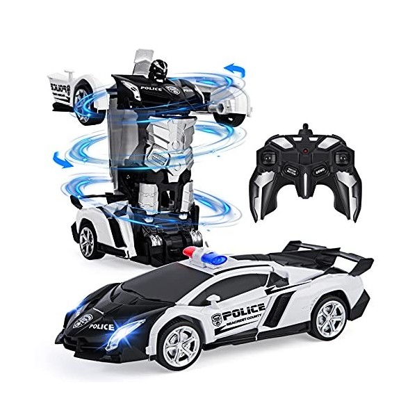 Vubkkty Transformateurs Jouet, Voiture télécommandée, 2,4 GHz, échelle 1:18, Cadeaux danniversaire et de Noël, Cyan