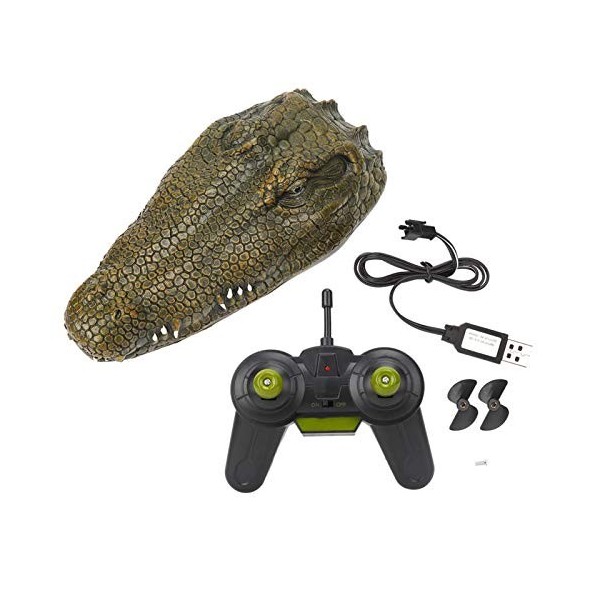 Dilwe 2.4G 4CH Bateau électrique Forme de Crocodile Jouet Simulation télécommande Bateau Enfants Jouet Cadeau Vert Bateau mo