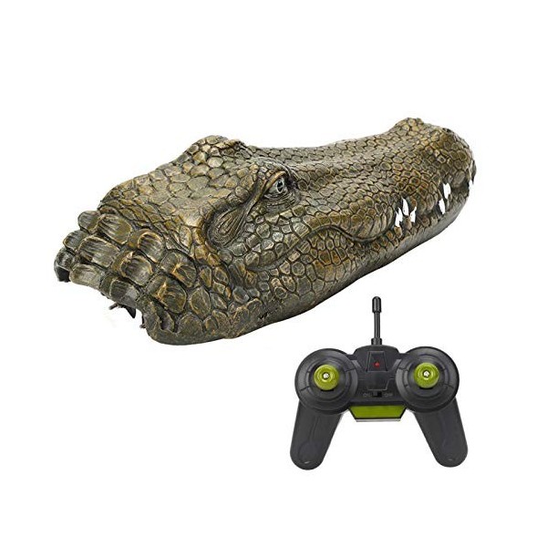 Dilwe 2.4G 4CH Bateau électrique Forme de Crocodile Jouet Simulation télécommande Bateau Enfants Jouet Cadeau Vert Bateau mo