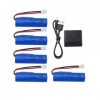 5PCS 3.7V 650mah Batterie au Lithium avec Chargeur 5 en 1 pour SYMA Q9 H126 H131 H118 RH701 Bateau télécommandé Bateau à Gran