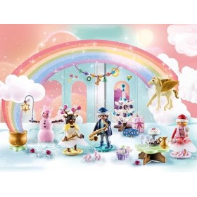 PLAYMOBIL 71348 Calendrier de lAvent - Arc-en-ciel, un univers de princesses et de magie- 24 fenêtres à ouvrir en attendant 