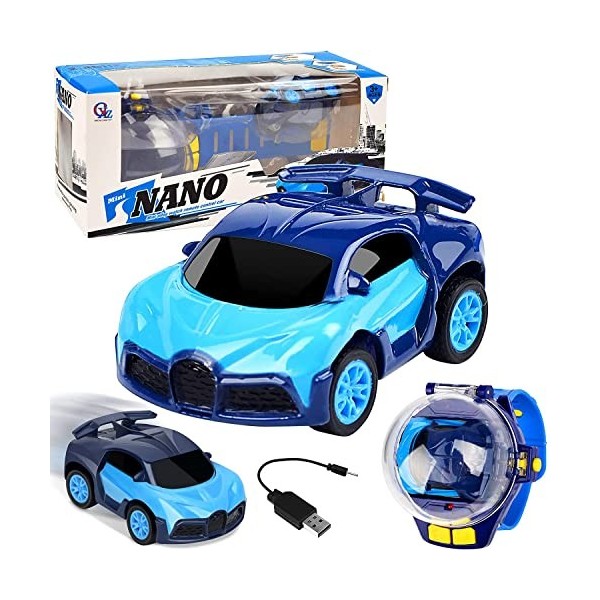 xinrongda Jouet Voiture Montre USB Mini Course TéLéCommande Voiture Montre Jouets de Poignet denfants, Jouets de Jeu Interac