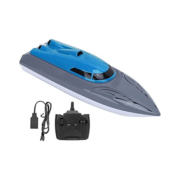 Bateau RC, Bateau Télécommandé à Double Moteur à Grande Vitesse Yacht Télécommandé étanche pour Cadeau Bleu 