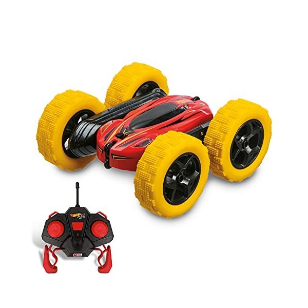 MONDO- Hot Wheels Motors Flip Racer Rotation Acrobatique RC Stunt Car Telecommandée-1:28/27 MHz Voiture radiocommandée – Joue