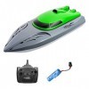 Bateau télécommandé 20 km/h - Bateaux télécommandés pour piscines et lacs - 2,4 GHz - Bateau de vitesse rechargeable à haute 