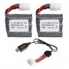 Yangers Lot de 2 batteries rechargeables 9,6 V 800 mAh Li-ion RC 20 C EL-6P avec chargeur USB pour voiture télécommandée tout