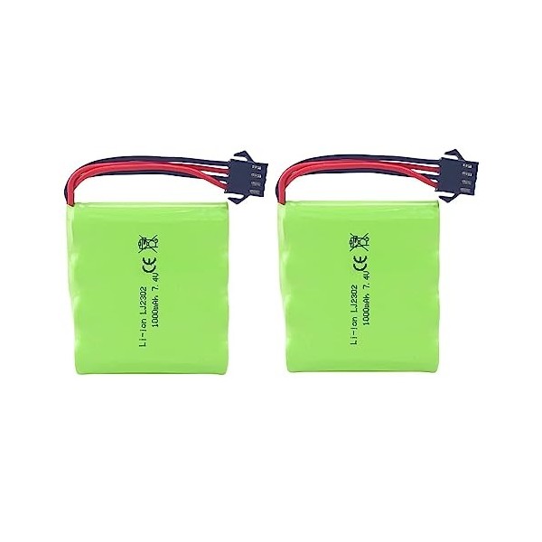 ZYGY 2PCS 7.4V 1000mah Batterie au Lithium pour Voiture DE36W DE65 NO.1809 RC 1:16 véhicule Tout-Terrain à Quatre Roues motri