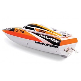 NincOcean - Sailfish : Bateau télécommandé avec Virage Grand Angle et 2 Moteurs. Emetteur 2.4 GHz. Dimensions : 24 x 9 x 8 cm