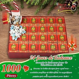 HappyKidsClub Calendrier de lAvent 2023 Puzzle 1000 Pieces Idee Cadeau Noel Femme Homme Puzzle Adulte Calendrier de lAvent 