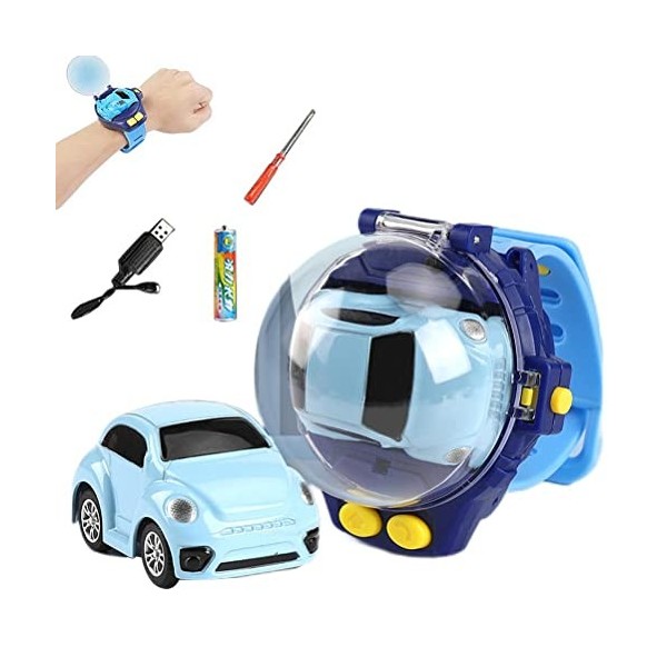 Montre de voiture jouet pour enfant - Mini télécommande de dessin animé RC - Jouet 2,4 GHz - Poignet électrique rechargeable 