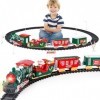 deAO Ensemble de Train Jouet pour Enfants avec Lumières et Sons,4 Wagons et 12 Rails pour Train Electrique,Circuit De Train T